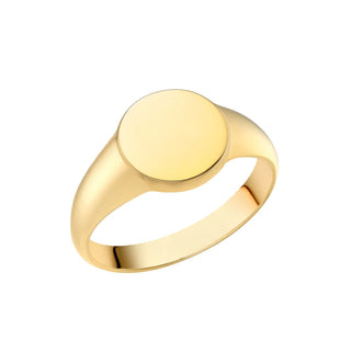 9K Yellow Gold Plain Round Signet Ring