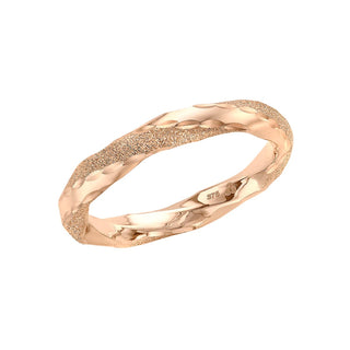 9K Rose Gold 3mm Polished & Textured Twist Ring