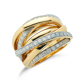 9K Yellow Gold 1.00ct Diamond Crossover Ring