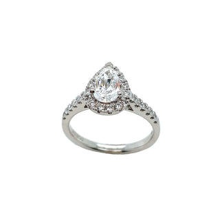 Platinum 0.60ct Pear Brilliant Cut Diamond Halo Ring