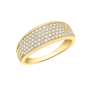 9K Yellow Gold 108 x 1mm CZ Pave Set Tapered Ring