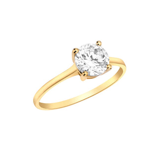 9K Yellow Gold 6mm Round CZ Solitaire Ring
