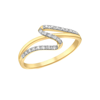 9K Yellow Gold CZ Wave-Band Ring