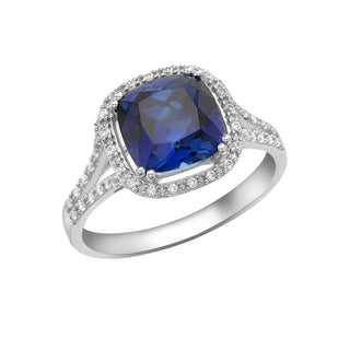 9K Yellow Gold Synthetic Blue Sapphire Ring