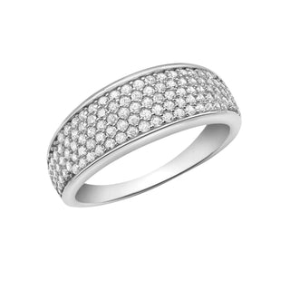 9K White Gold 108 x 1mm CZ Pave Set Tapered Ring