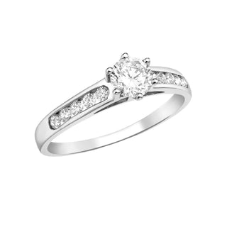 9K White Gold CZ Solitaire Ring