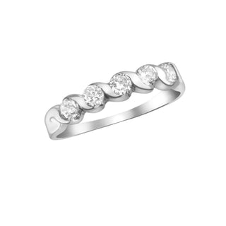 9K White Gold CZ Swirl-Detail Ring