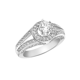 9K White Gold Cubic Zirconia With Double-Band Shoulder Ring
