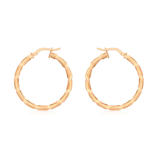 9K Rose Gold Twist Hoop Earrings