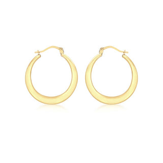 9K Yellow Gold 24mm Flat Round Hoop Creole Earrings