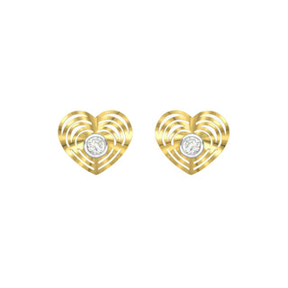 9K Yellow Gold CZ Heart Stud Earrings