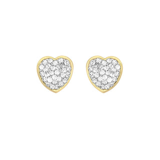 9K Yellow Gold Crystal Heart Stud Earrings