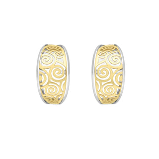 9K 2-Colour Gold Swirl Half-Creole Earrings