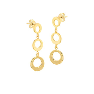 9K Yellow Gold 3 Circle Drop Earrings