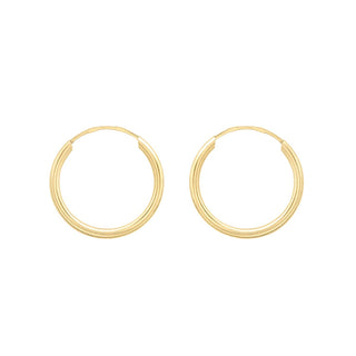 9K Yellow Gold 15mm Sleeper Hoop Earrings