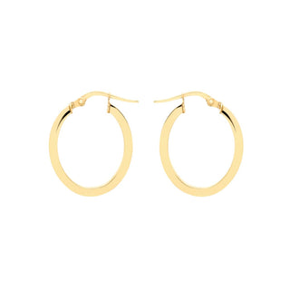 9K Yellow Gold 18mm X 21mm Oval Hoop Creole Earrings