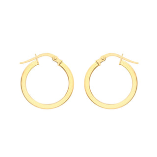 9K Yellow Gold 16mm Square Tube Hoop Earrings
