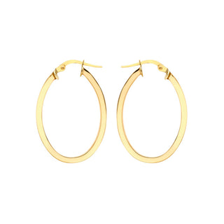 9K Yellow Gold 24mm X 35mm Oval Hoop Creole Earrings