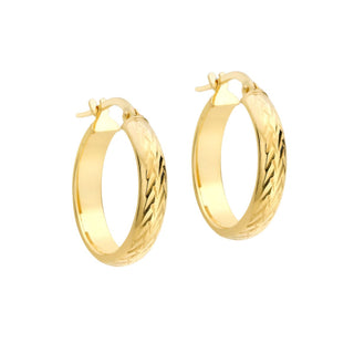 9K Yellow Gold 21mm Diamond Cut Hoop Creole Earrings
