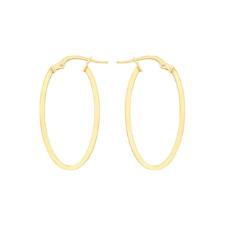 9K Yellow Gold 14mm X 30mm Oval Hoop Creole Earrings