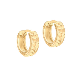 9K Yellow Gold 12.5mm Diamond Cut Hoop Earrings
