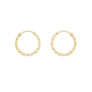 9K Yellow Gold 10mm Diamond Cut Hoop Earrings