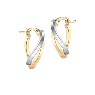 9K 2-Colour Gold Wave Creole Hoop Earrings