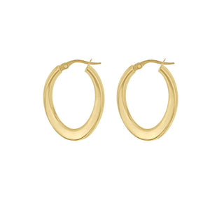 18K Yellow Gold Oval Slight Twist Hoop Creole Earrings