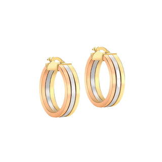 9K 3-Colour Gold Polished Creole Hoop Earrings