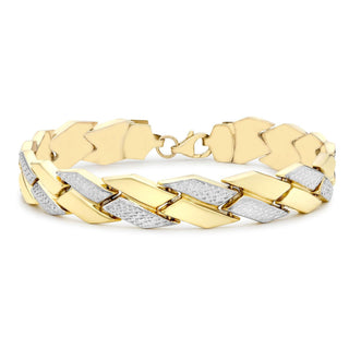 9K 2 Colour Gold Diamond Cut Chevron Bracelet 7.5"