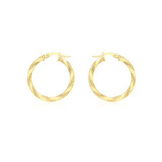 9K Yellow Gold 25mm Flat Twist Hoop Earrings