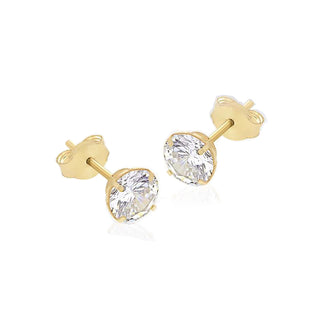 9K Yellow Gold 5mm Round CZ Stud Earrings