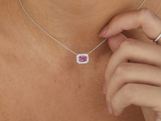 pink tourmaline birthstone necklace