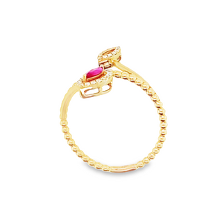 9ct Rose Gold Maquise Ruby & Diamond Ring