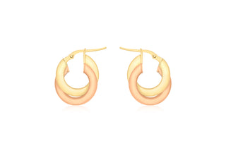 9K 2 Colour Gold Double Hoop Earrings