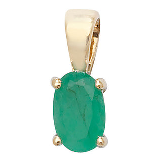 9ct Yellow Gold  Oval Emerald Pendant