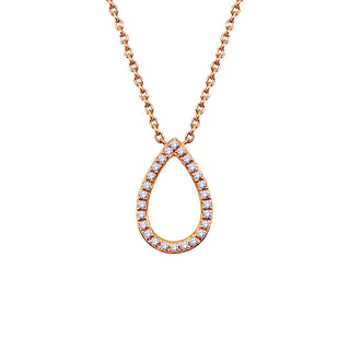 18ct Rose Gold Open Pear Diamond Necklace